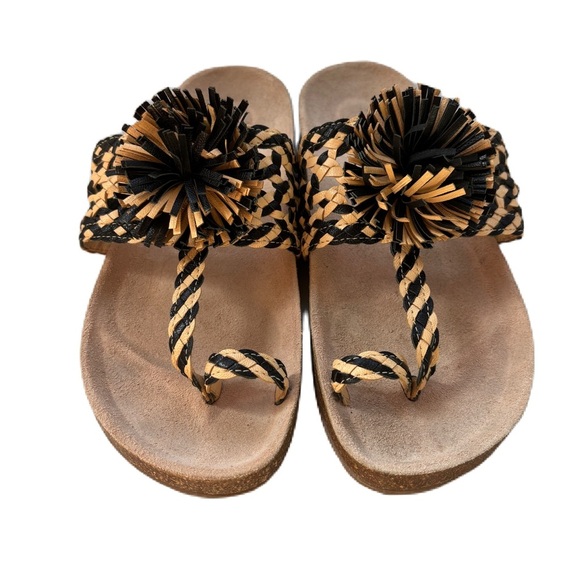 Ulla Johnson Netta Sandal Melange Black and Cream Size 37 Size 7 US Toe Strap - Picture 3 of 16